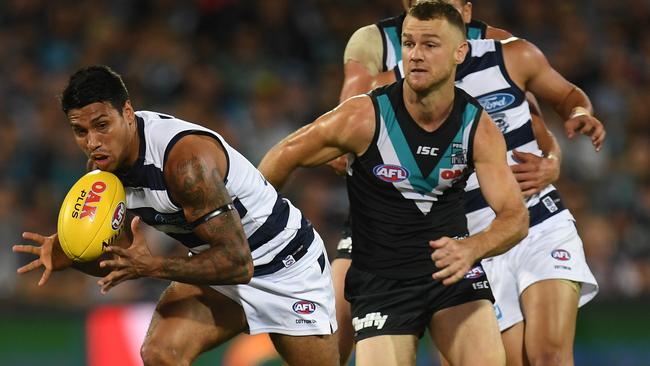 Geelong rookie Tim Kelly has impressed with his speed and ball use. Picture: AAP