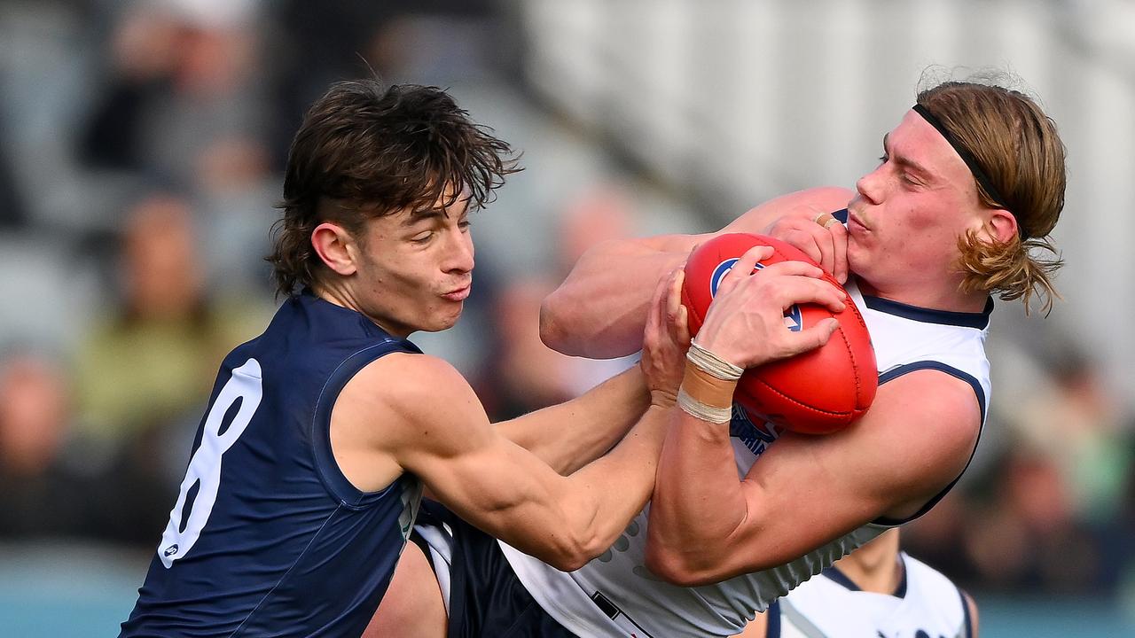 Harley Reid (right) is the star every club wants. (Photo by Morgan Hancock/AFL Photos via Getty Images)