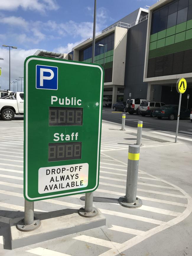 A carpark sign at Royal Adelaide Hospital, where fees will rise for staff. Picture: Brad Crouch