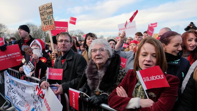 Supporters in Middlesbrough listen to a Jeremy Corbyn speech. Picture: Getty Images