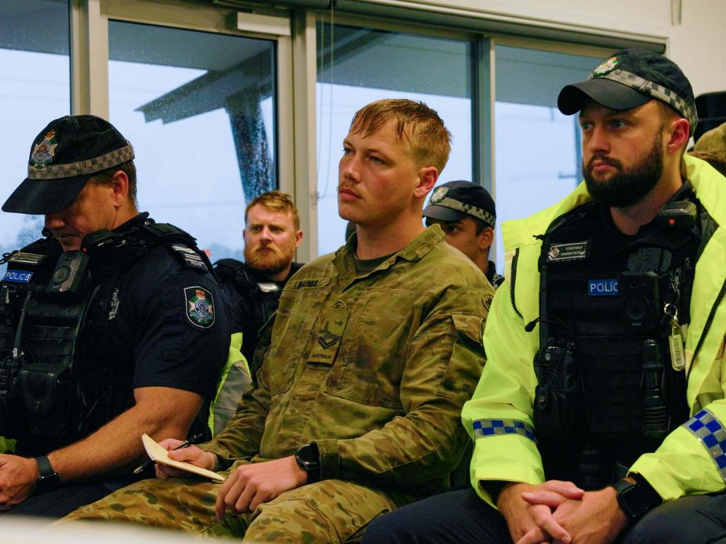 Australian Army soldiers of 3rd Battalion, Royal Australian Regiment, prepare to support the Queensland Police Service during severe weather in Townsville to ensure the safety of residents in high-risk areas. PHOTO: CPL Riley Blennerhassett