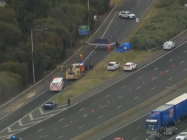 Emergency services at the scene on Thursday. Picture: 7News