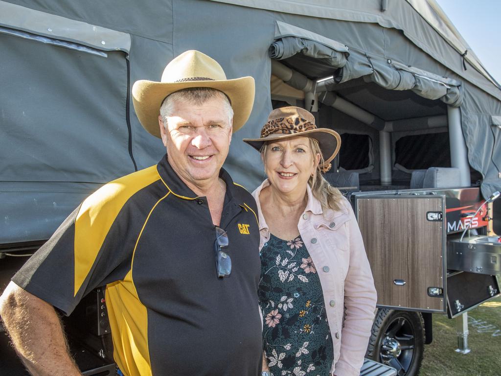 Brad and Cherryl McKeiver at the Queensland Outdoor Adventure Expo, Toowoomba Showgrounds. Friday, July 29, 2022. Picture: Nev Madsen.