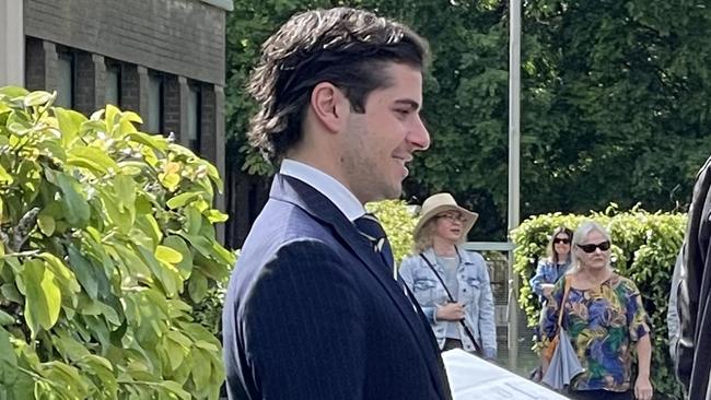 Matthew Laba speaking outside Sutherland Local Court. Picture: Ashleigh Tullis