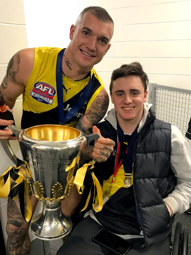 Richmond Premiership player Dustin Martin with Will Murray.