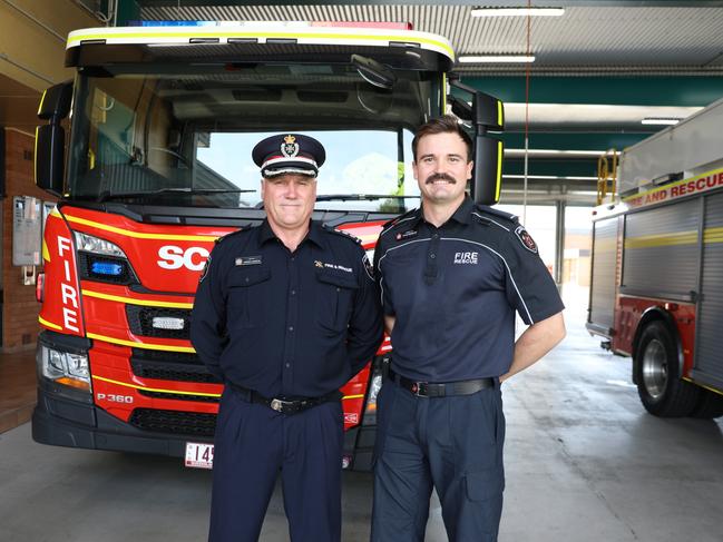 Peter Tognolini will be stationed at Cairns City fire house while his father, Stephen Tognolini nears retirement after a long career as a fireman. Picture: Emma Cam