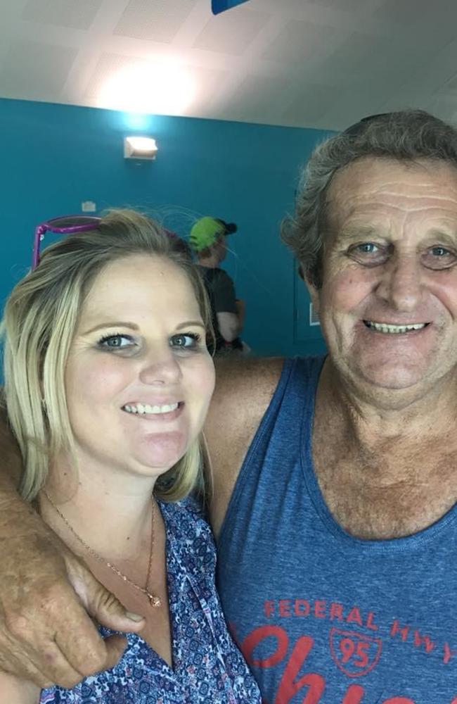 Tracey Payne with her father Steve Bowen, who died in a truck crash south of Townsville.