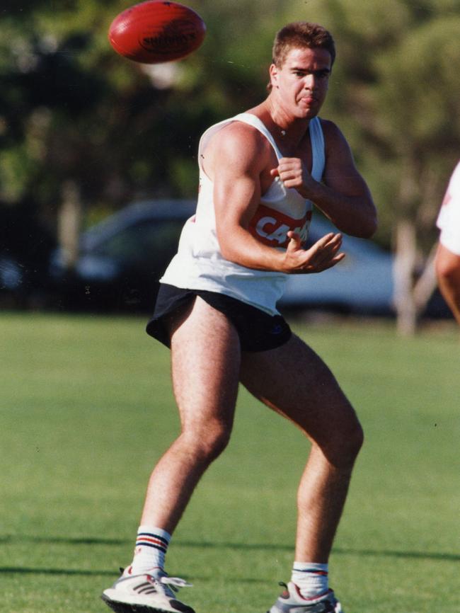 Mark Ricciuto at training in 1993. Picture: Ray Titus