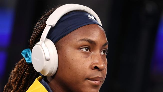 USA's Coco Gauff arrives on court to face Belarus' Aryna Sabalenka during their women's singles semi-final match on day 12 of the Australian Open.. Picture: David Gray / AFP.