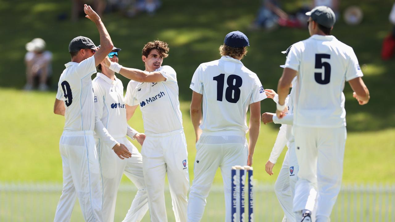 Sean Abbott claimed the early wicket of Marcus Harris. Picture: Cameron Spencer/Getty Images