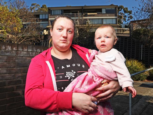 Nikira Russon, with nine-month-old daughter Isla Stone. Picture: ZAK SIMMONDS