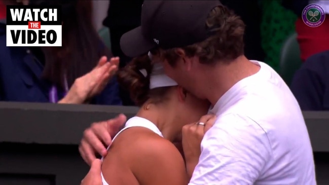 Ash Barty races to see loved ones in player's box