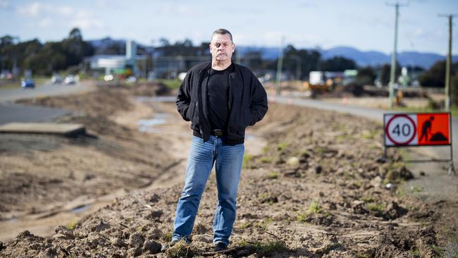 Land Owner Greg Casimaty at the Airport Interchange while it was under construction in 2020. Picture: RICHARD JUPE