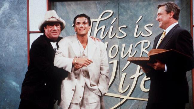 Molly Meldrum and Peter Andre on This Is Your Life with Mike Munro in 1995.