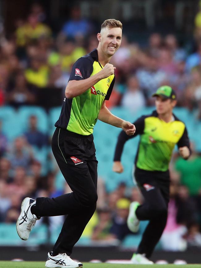 Celebrating a wicket against New Zealand in January. Picture: Matt King/Getty Images