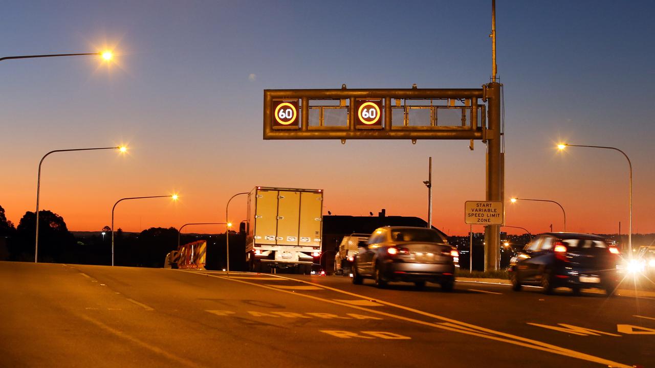 Traffic entering Sydney’s M4 tunnel from Parramatta Road. Picture: Richard Dobson