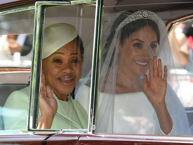 Meghan Markle and her mother, Doria Ragland, on Markle’s wedding day. Picture: AFP