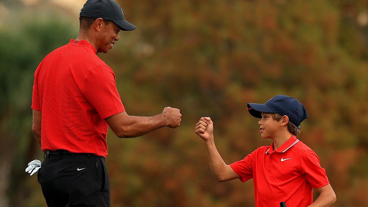 Tiger Woods Golfing great finished seven in a tournament with his son