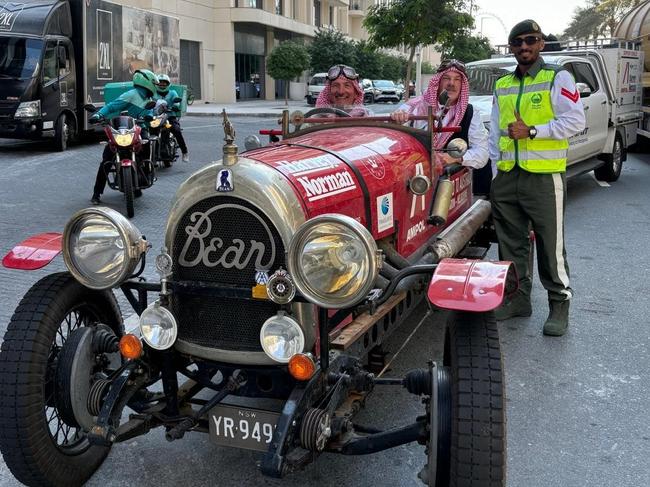 Matthew Benns and Warren Brown in the United Arab Emirates., , Image: supplied/Matthew Benns