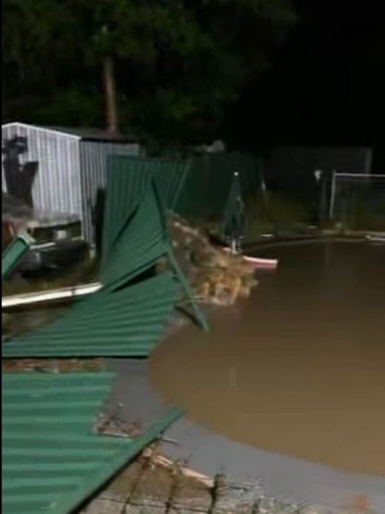 A house inundated with floodwater at Bray Park, north of Brisbane: Picture: Facebook/Julie Osborne