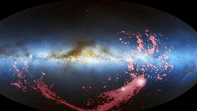  A long ribbon of gas called the Magellanic Stream, which stretches nearly halfway around the Milky Way. Gaia is hoping to get closer images than this. Picture: AFP 