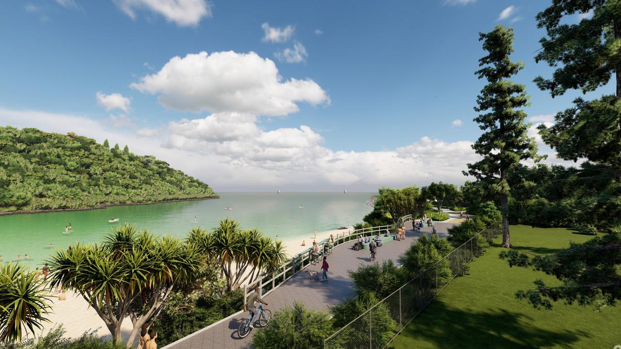 A render of the upgraded Tallebudgera Creek boardwalk currently under construction that will connect Tallebudgera Creek Park to the Gold Coast Oceanway.