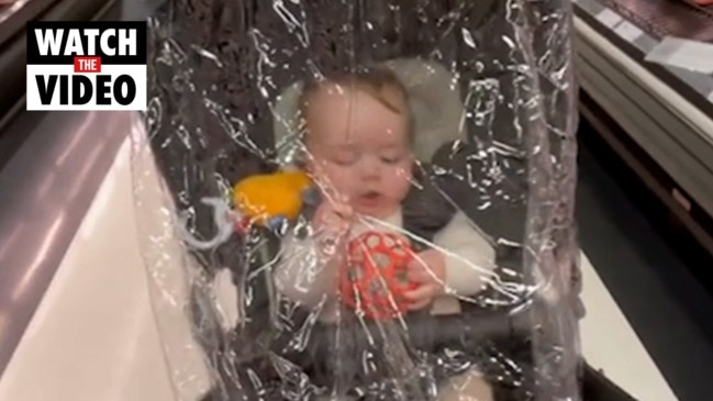 A mum has shared a TikTok about using her pram's raincover in the supermarket.