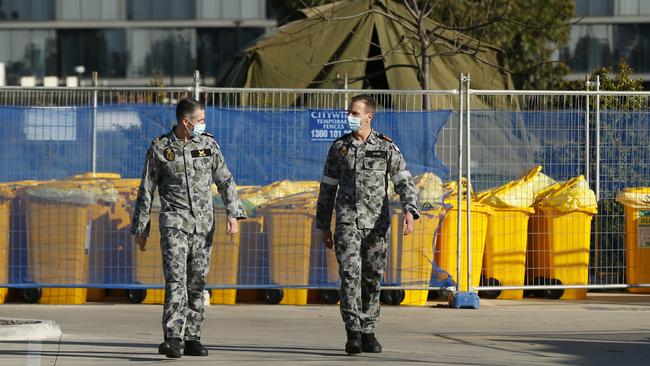 ADF personnel at Epping Gardens Aged Care on July 30. Picture: Getty