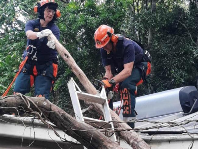 SES IN ACTION: On December 15, 2020, members of the SES Lismore City Unit assisted residents after a tree crashed onto a roof in severe weather.