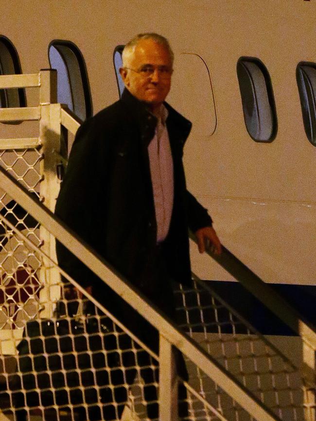 Prime Minister Malcolm Turnbull arrives at Brisbane Airport. Picture: Mark Calleja