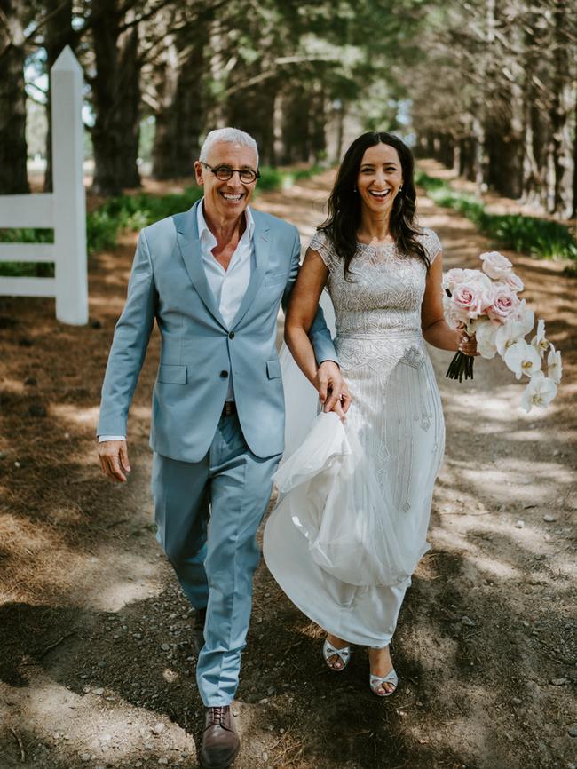 Baker and Lesh on their wedding day
