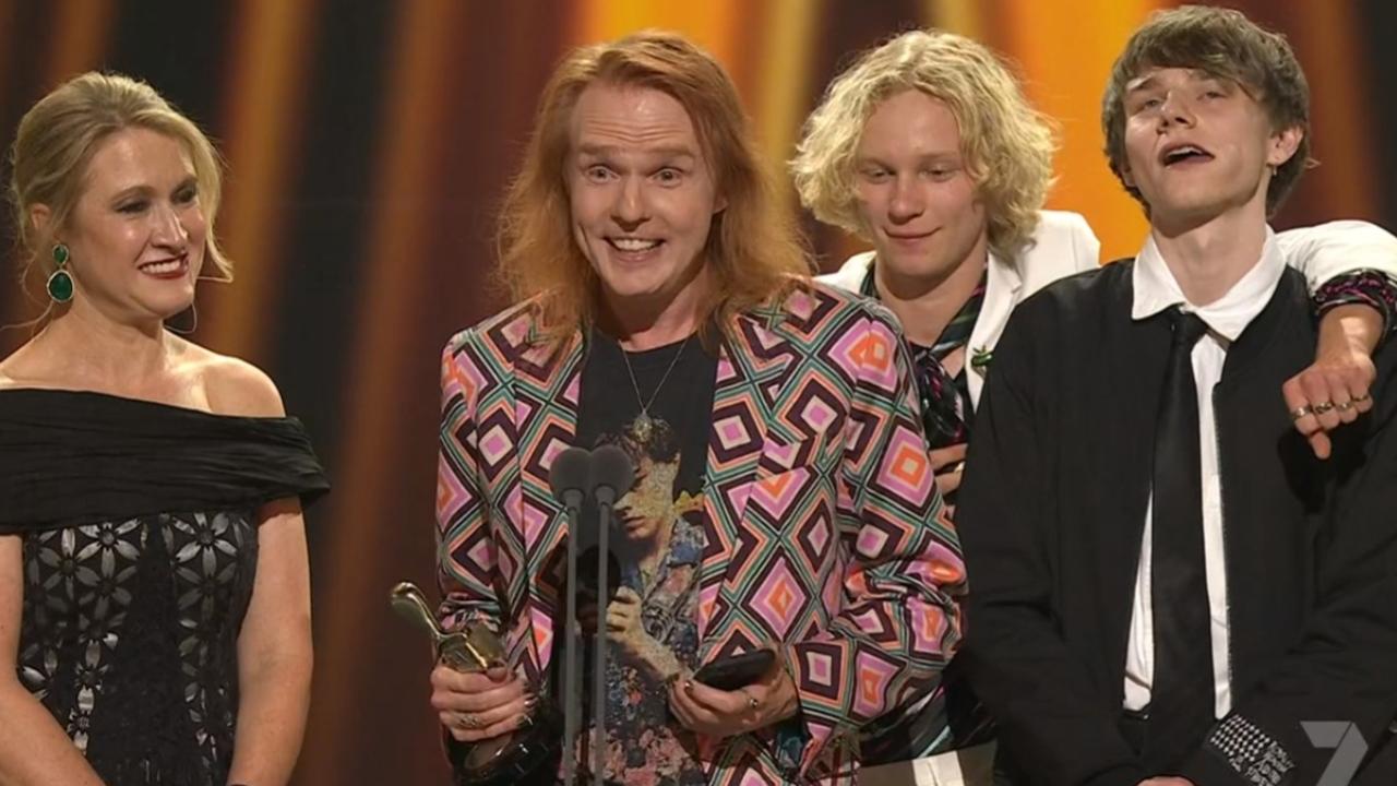 Nicholas Verso accepted the Logie with his team after <i>Crazy Fun Park</i> beat <i>Bluey</i>. Picture: Channel 7