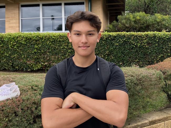 16-year-old Cairns Falcons player Augustus Tan flew from Cairns to the Gold Coast to compete in Australia's first NFL youth combine at A.B. Paterson College. Picture: Mitch Bourke.