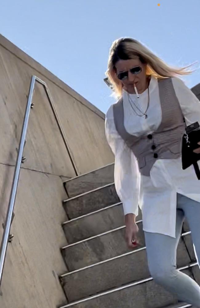 Flagstone mum-of-one Michelle Sandra Tanson, 37, leaves Beenleigh Magistrates Court after pleading guilty to possessing a semiautomatic rifle and methamphetamine.