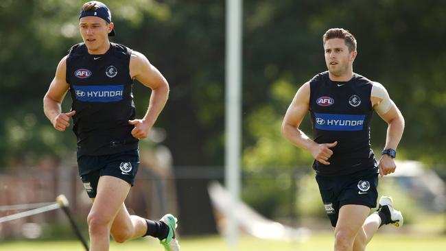 Patrick Cripps and Marc Murphy at Carlton’s pre-season training.