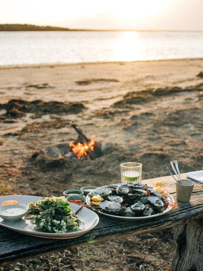 Al fresco dining at Baird Bay Experience at Baird Bay on Eyre Peninsula, South Australia.