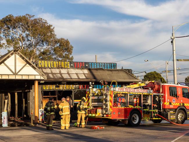 Well over 100 stores have now been set on fire in Melbourne’s tobacco war. Picture: Jason Edwards