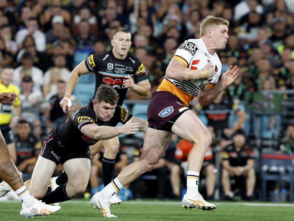 Tom Flegler’s last game for the Broncos was the 2023 grand final loss to Penrith. Pics Adam Head