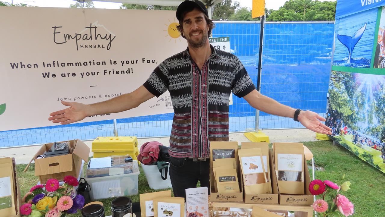 Jim Hanock from Empathy Herbal at the Hervey Bay Seafood Festival. The business owner, from Rainbow Beach, said it was his first time at the festival.