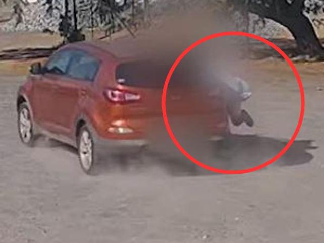 Shocking footage of a man stealing a car while a child was inside. Picture: WA Police