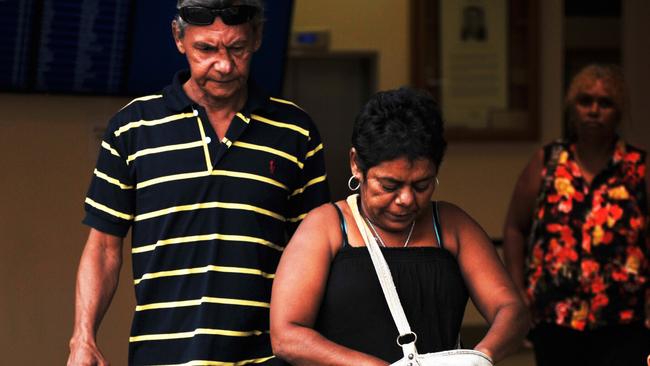 Jack Sultan-Page was 9 when he was struck by a car while riding his bike on Davoren Circuit, Moulden in Palmerston. Jack's father Michael Page, mother Faye Sultan and brother walks out of the Magistrates court from the trial.