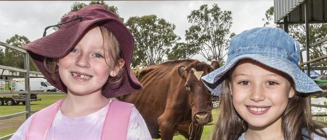 Narah Beasley and Elsie Copley on day 3 of the Toowoomba Royal Show. Sunday, March 27, 2022. Picture: Nev Madsen.