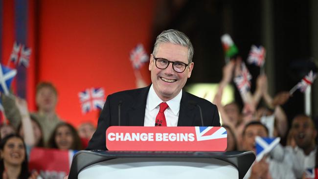 Britain's Labour Party leader Keir Starmer delivers a speech during a victory rally, saying the country had “voted for change”. (Photo by JUSTIN TALLIS / AFP)