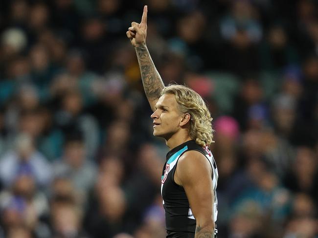 Narkle kicked two on debut for the Power. (Photo by Sarah Reed/AFL Photos via Getty Images)