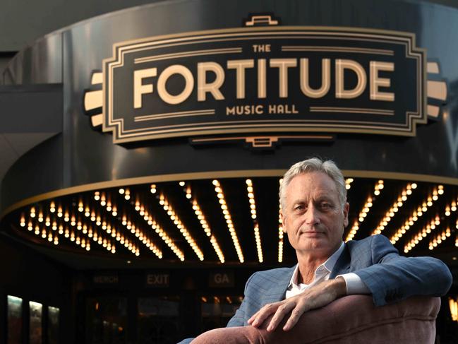 Brisbane music venue owner Scott Hutchinson, chairman of Hutchinson Builders, outside his The Fortitude Music Hall in Fortitude Valley. Picture: Lyndon Mechielsen