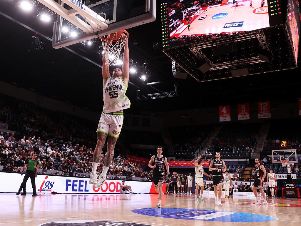 Mitch Creek rams home two of his 20 points on the night. Picture: Getty Images