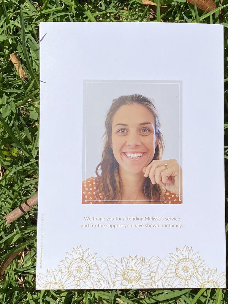 Order of service for the funeral of Melissa Dennis in Perth . Picture: NCA NewsWire