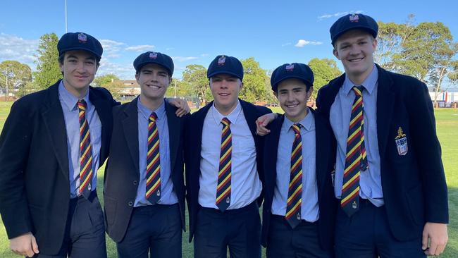 Melbourne Grammar School debutants Charlie Edwards, Will Gilmore, James Roche, Charlie Graham and Jeremy A’Beckett. Pic: Melbourne Grammar