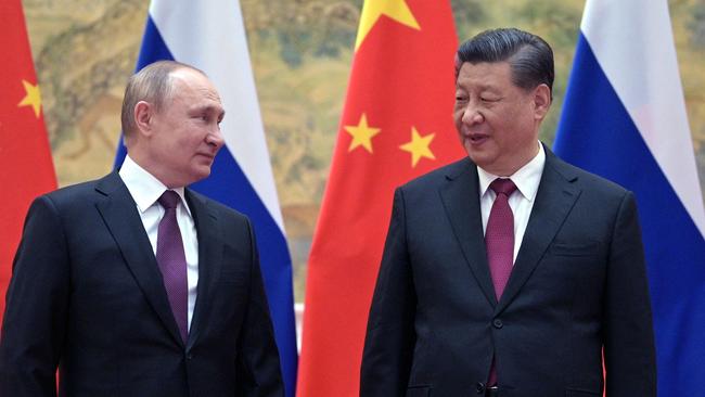 Russian President Vladimir Putin and Chinese President Xi Jinping in Beijing in 2022. Picture: AFP