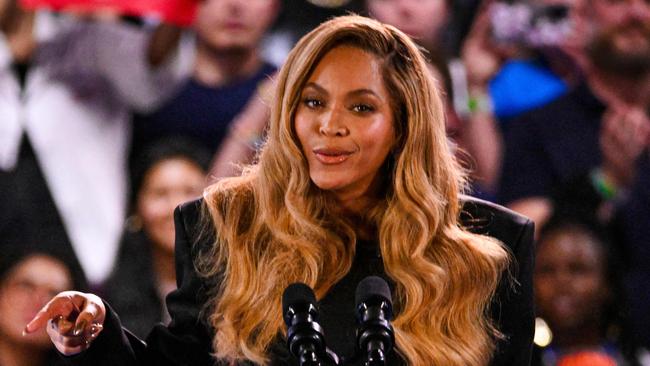 US singer-songwriter Beyonce speaks during a campaign rally for US Vice President.
